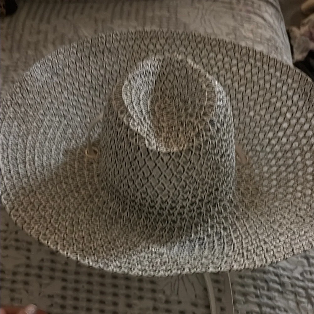 Anthropologie wide brim  Black and White Woven Hat - Picture 13 of 16